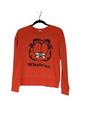Garfield Orange Graphic Sweatshirt Unisex Small Retro Cartoon Pullover